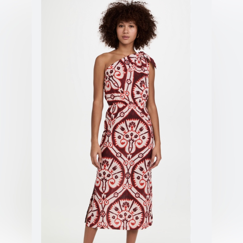 Johanna Ortiz Shells at Dusk One Shoulder Print Cotton Midi Dress Sold Out